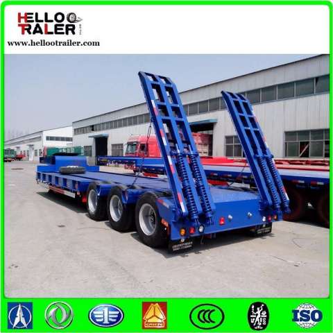 Tri-Axle Heavy Duty Low Bed Semi-Trailer 60t Hydraulic Low Bed Truck Trailer